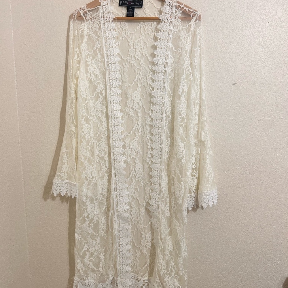 POLLI Y ESTHER  Cream Lace Kimono Cardigan - Picture 2 of 5